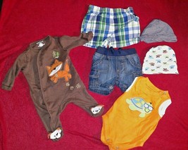 LOT Baby Boy Clothes Hat 0-3 Mo FOX Shorts Old Navy Carters Garanimals B... - £8.12 GBP