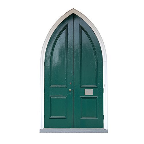 Primary image for Green Fairy Door Surrounded by Brick Wall Decal - 4" wide x 7" tall - Fairy Door