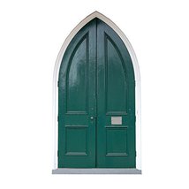 Green Fairy Door Surrounded by Brick Wall Decal - 4&quot; wide x 7&quot; tall - Fa... - £4.79 GBP