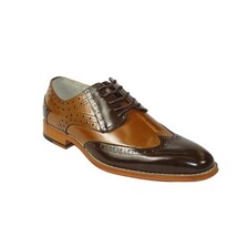 Men's Giovanni Shoes High Quality Leather Wing Tip Derby Troy Brown/Tan image 10
