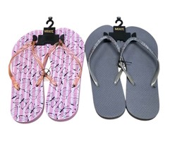 Lot Of 2 Pairs Mixit Flip Flops Womens 11/12 Pink Butterfly Gray Glitter... - $13.61
