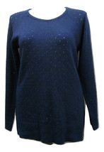 NY Collection Ladies Tunic Sweater Scoop Neck Long-Sleeve Solid Blue Size XL - £23.17 GBP