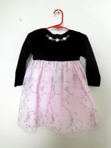 DRESS Girls Toddler GOOD LAD Black Velvet Pink Embroidery Sz 2T EUC (CC) - £16.75 GBP