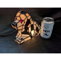 Stained Glass Dog Accent Lamp Tiffany Style Puppy Night Light Black Whit... - $108.86