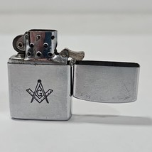 Zippo Lighter Masonic Etched Emblem 2&quot; Stainless Barlow Trade Mark Vtg - £38.79 GBP