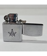 Zippo Lighter Masonic Etched Emblem 2&quot; Stainless Barlow Trade Mark Vtg - €42,02 EUR
