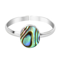 Cute Oval Abalone Shell .925 Silver Toe/Pinky Ring - £7.70 GBP