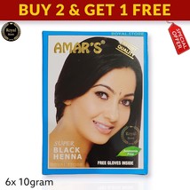 Amar&#39;s black Henna 6 Pouches X10gram Hair Color Herbal Hena Natural Powder... - £11.14 GBP