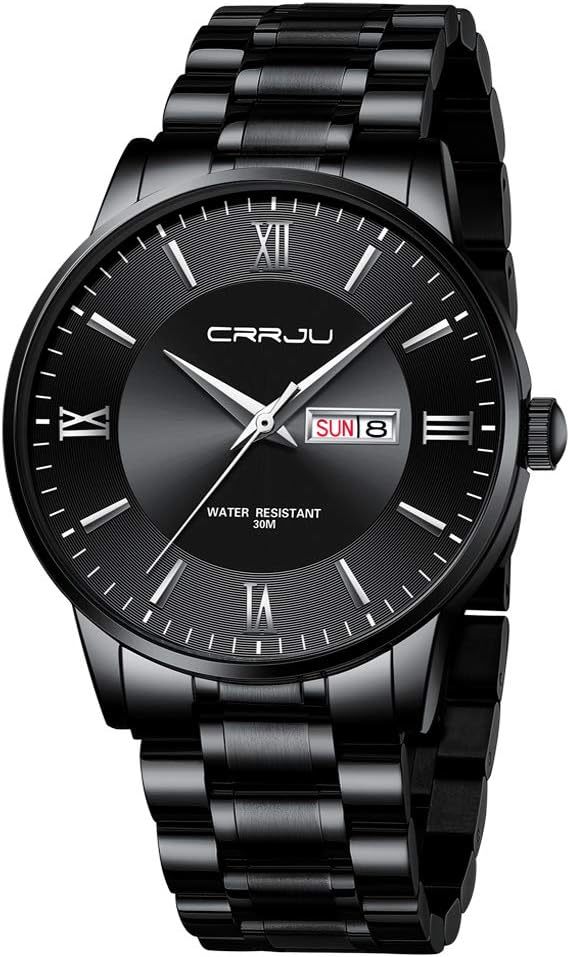 CRRJU Men&#39;s Fashion Luxury Stainless Steel Watches for Men Business Auto... - $66.79+
