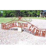 Metal Welcome to the CABIN Sign Wall Entry Gate EXTRA LARGE 56 1/2 inch bz - £143.86 GBP