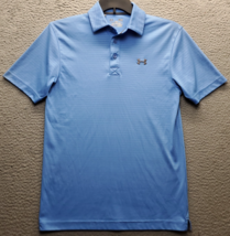 Under Armour Polo Shirt Mens Small Blue Loose Heatgear Golf Performance ... - $21.44