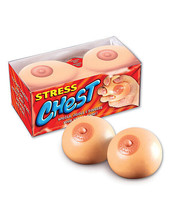 STRESS CHEST WIGGLY JIGGLY SQUEEZE YOUR STRESS RELIEF GAG GIFT NOVELTY ITEM - £18.80 GBP