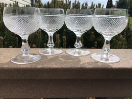 Antique Cut Glass Sawtooth Pattern Wines 4 1/2” 4.5 oz European - £35.86 GBP