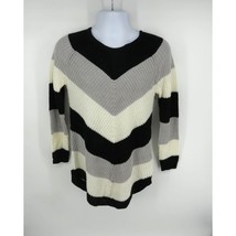 Polly &amp; Esther Black Gray White Striped Sweater Medium NWT - $14.25