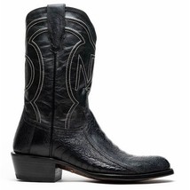 DENVER Genuine Ostrich Leg Skin Cowboy Boot from the Western Collection Black image 6