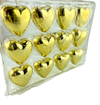 WCL Christmas Ornaments 12 Chrome Plated Hearts 50mm - £15.37 GBP