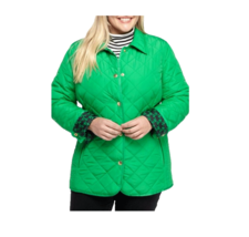 NEW CROW &amp; IVY GREEN QUILTED COAT JACKET SIZE L $99 - $53.99