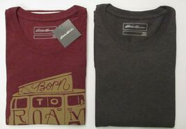 EDDIE BAUER 2-PACK SIZES XL XXL 3XL GRAPHIC &amp; CREW RED BLUE GRAY T SHIRT... - $24.90