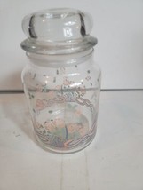 1989 Anchor Hocking Jar with Clear Stopper Lid ROSES Decal Corals Blues Made USA - $34.78
