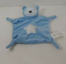 Stepping Stones blue  bear Cuddle Up security blanket satin star knotted corners - £10.67 GBP