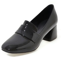 Woman Spring Autumn Sweet Pumps Square Toe 5cm Hoof Heels Patent Leather Slip on - £45.06 GBP