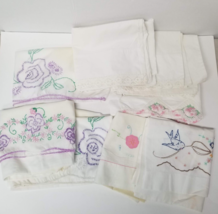 Cutter Lot Embroidered Pillowcase Crochet Lace Pink Rose 2# For Crafts Repair - £10.12 GBP