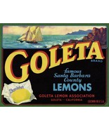 Goleta 1940&#39;s Original Vintage Lemon Crate Label Mint Condition Santa Ba... - $17.08 CAD