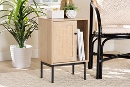 Cosma Light Brown and Black 1-Door Cabinet w/Woven Rattan Accent - $1,307.40 MXN