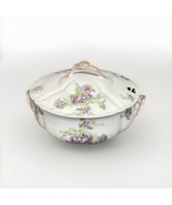 Limoges France Purple Floral Soup Tureen With Lid &amp; 2 Handles - $24.75