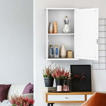 Bathroom Wall Cabinet with Single Mirror Door White - £53.12 GBP