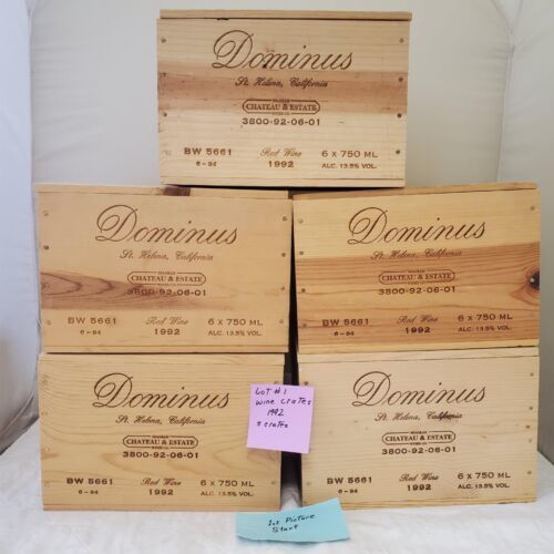 Primary image for Lot of 5 Rare Wine Wood Panel 1992 Dominus Napa California Vintage Crates LOT-1