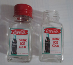 Coca-Cola Salt and Pepper Shaker Glass Top Drink Ice Cold no top on one - $4.46