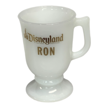 Disneyland Walt Disney Productions Gold Text Vintage White Milk Glass Cup Mug - £14.01 GBP