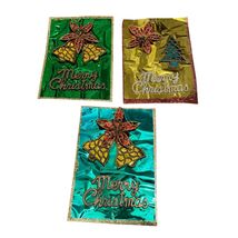 Vintage 3D Foil Christmas Paper Wall Hanging Set of 3 Star Bell Tree Poi... - $34.86 CAD