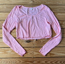 BP. NWOT women’s 1/4 Snap crop long sleeve shirt size L pink k7 - £6.47 GBP