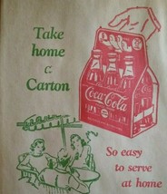 Coca-Cola Soda Bottle Dry Server Bag Vintage NOS 1932 Original Shows Six Pack - £9.20 GBP
