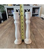 2 pc Lot New Raw Unfinished Wood Craft 8 3/4&quot; Taper Candle Holder Set - €7,18 EUR