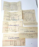 Hotel Rozier St. Louis Invoices Bills 1910 Set of 6 Room Bar Charges Ant... - £14.58 GBP