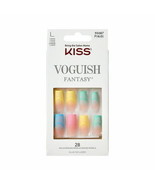 KISS Voguish Fantasy Long Square Glue-On Summer Nails, Multi-Pastel, 28 ... - £7.05 GBP