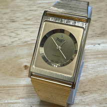 VTG Regis Men Gold Tone Rectangle Hand Wind Mechanical Watch~For Parts R... - £20.82 GBP