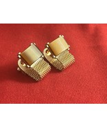 Vtg Swank Gold Tone Wrap Around Cufflinks Thermoset Brown Stones (J412) - $19.43 CAD