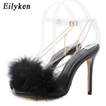 Eilyken 2021 New White Women Sandals Sexy Open Toe ry  Summer High-Heeled Chain  - £38.75 GBP