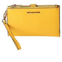 Michael Kors Double Zip Wristlet Jasmine Yellow Leather 35F8GTVW0L NWT $... - $74.23