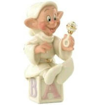 Lenox Disney Dopey&#39;s Gift For Baby Figurine w Rattle Snow White Dwarf New - $42.50