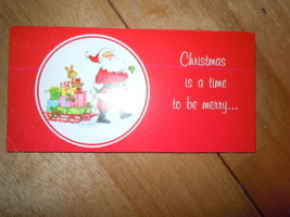 Vintage Rust Craft Santa Christmas Card Money Holder - $3.99