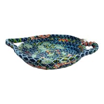 Handmade 12&quot; Braided Fabric Basket By Carrie Belles w Handles Storage Decoration - £17.55 GBP