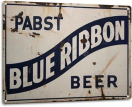 Pabst Beer Retro Logo PBR Weathered Wall Decor Bar Man Cave Metal Tin Si... - £17.14 GBP