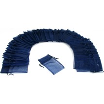 48 Jewelry Navy Blue Organza Drawstring Gift Bags 3x4&quot; - £9.69 GBP