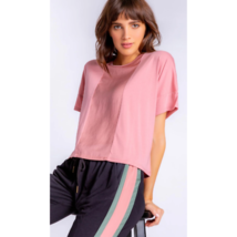 NWT Womens Size Large P.J. Salvage Rosewood Pink Sister Satin Short Sleeve Tee - £18.68 GBP