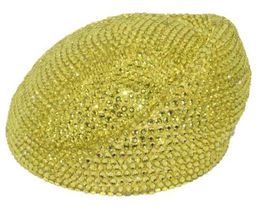 HF188 Yellow - Hat Bucket Rhinestone Satin Women Party Hat - £71.78 GBP